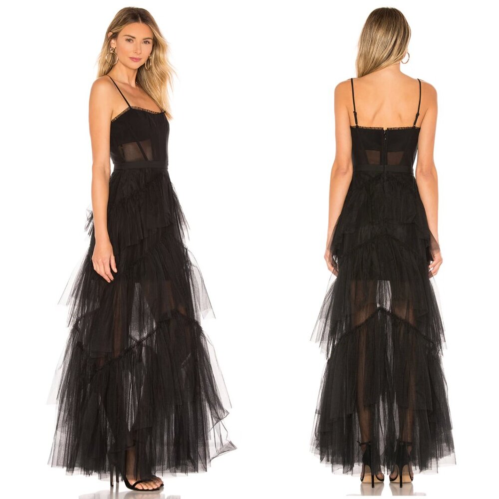 BCBGMaxAzria Corset Tulle Gown in Black Size 6